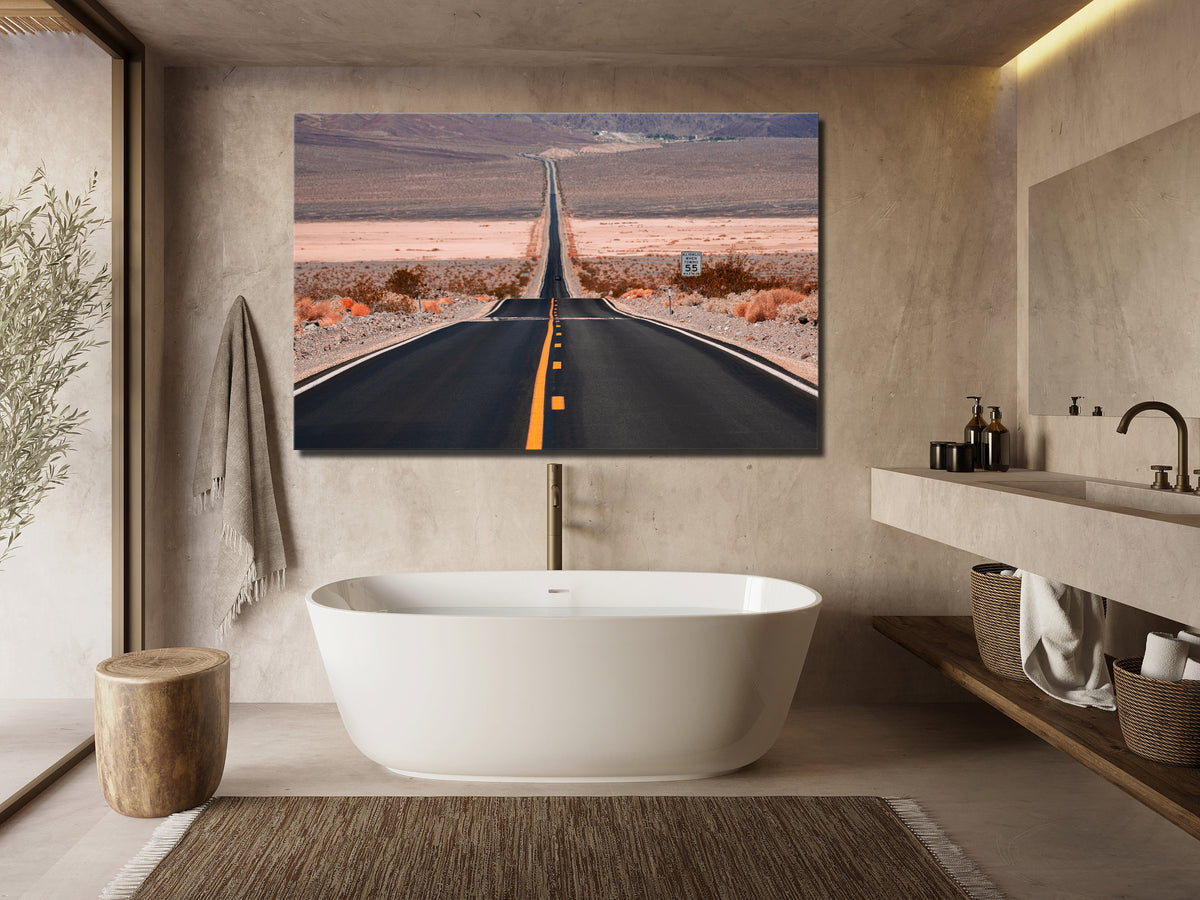 Desert Road Wall Art, Empty Highway Landscape Photo, Canvas Metal Acrylic or Poster Print — product image 4