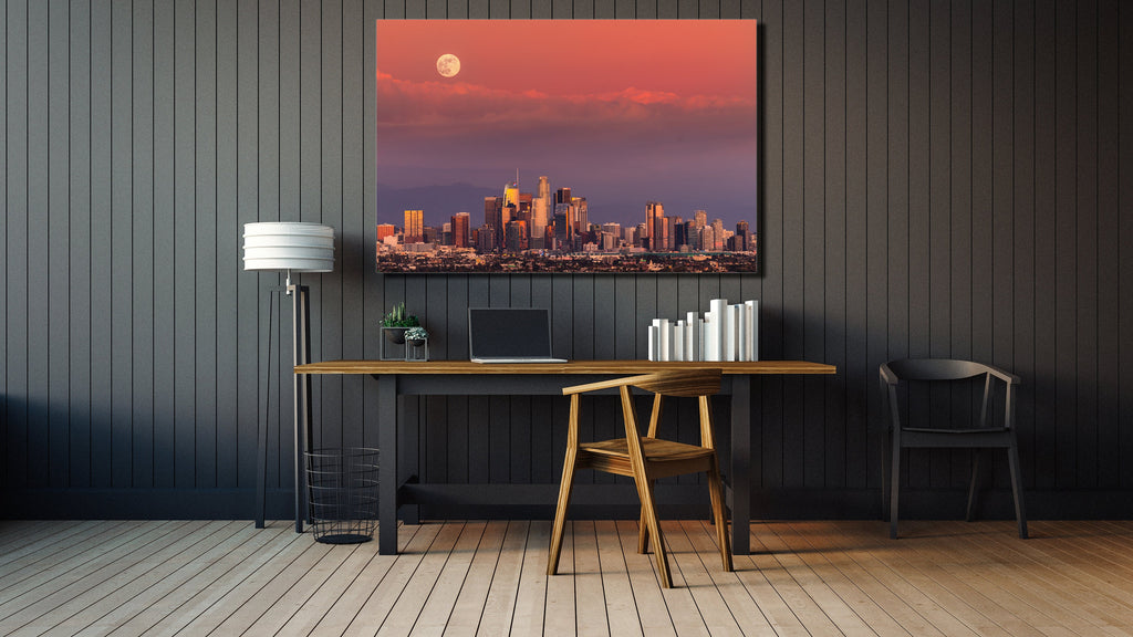 Downtown Los Angeles Sunset Wall Art, City Skyline Photography, Canvas Metal Acrylic or Poster — product image 5
