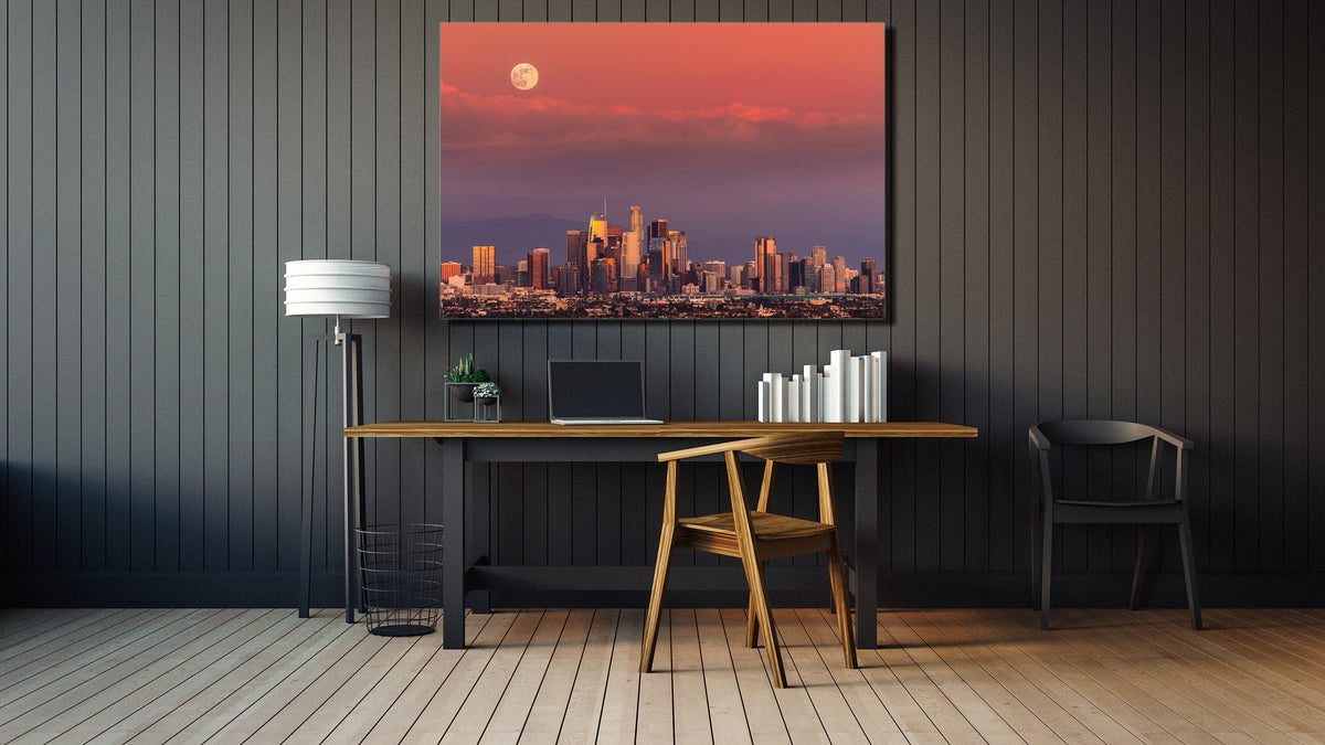 Downtown Los Angeles Sunset Wall Art, City Skyline Photography, Canvas Metal Acrylic or Poster — product image 5