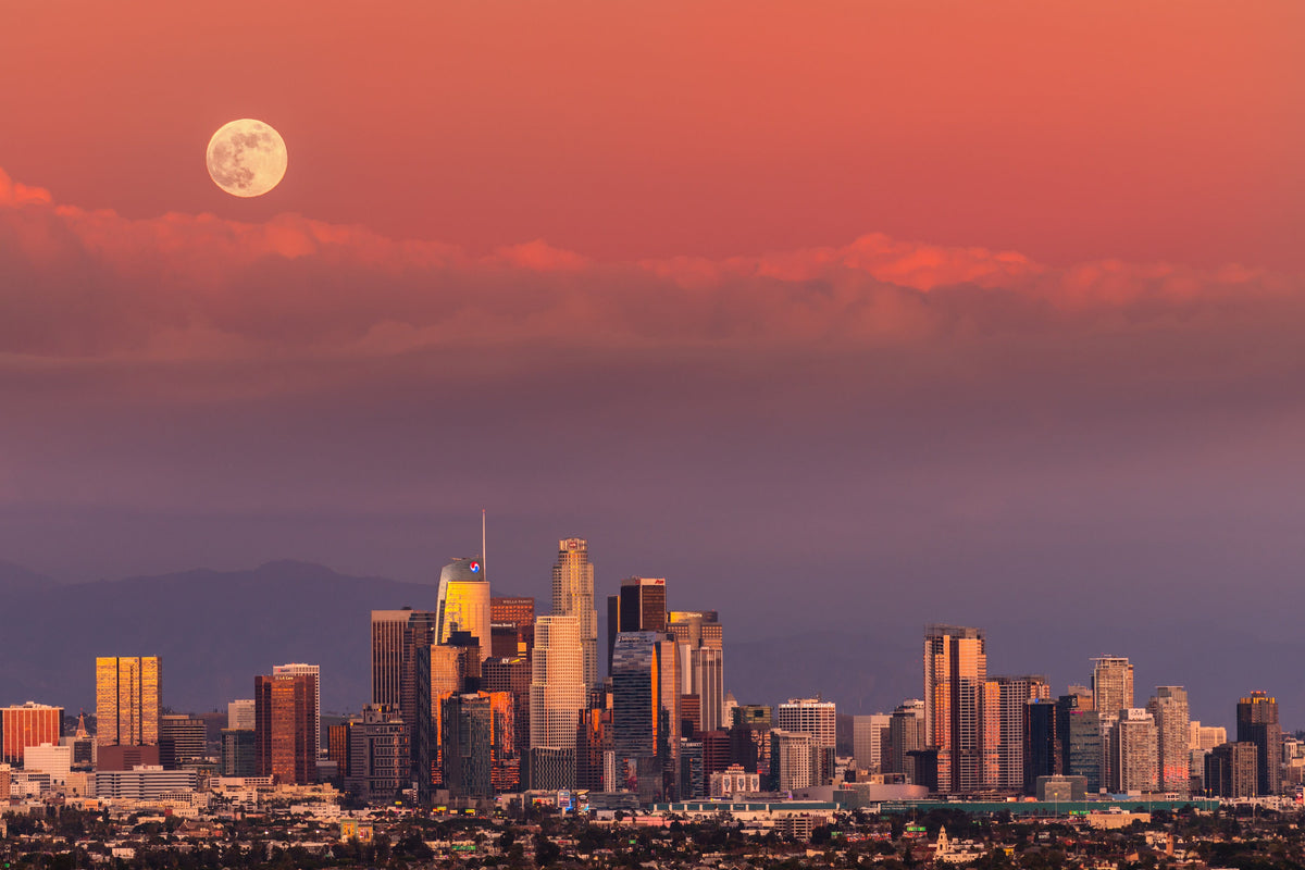 Downtown Los Angeles Sunset Wall Art, City Skyline Photography, Canvas Metal Acrylic or Poster — product image 6