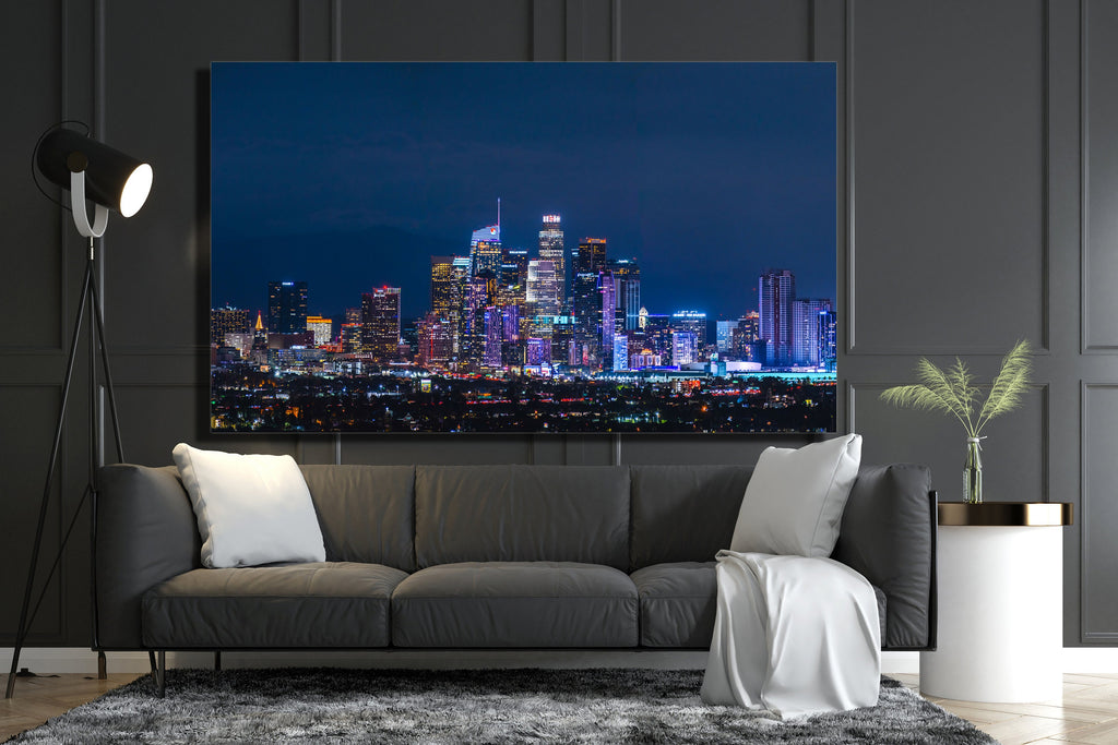 Downtown Los Angeles Skyline Panorama Wall Art, LA Night Cityscape Canvas Metal Acrylic or Paper Print — product image 3