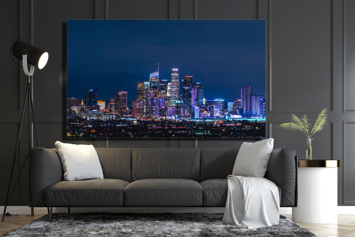 Downtown Los Angeles Skyline Panorama Wall Art, LA Night Cityscape Canvas Metal Acrylic or Paper Print — product image 3