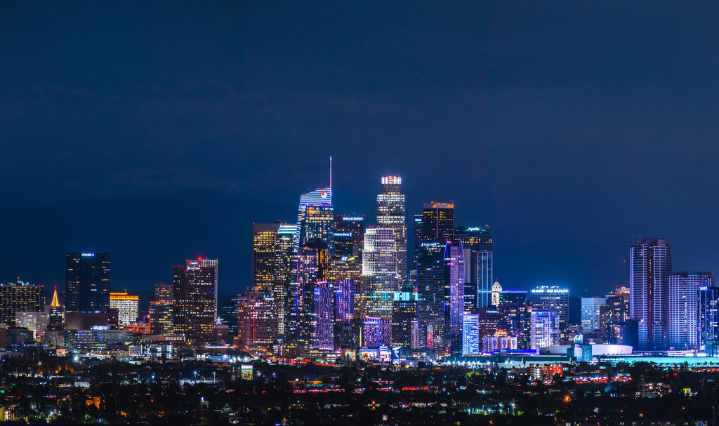 Downtown Los Angeles Skyline Panorama Wall Art, LA Night Cityscape Canvas Metal Acrylic or Paper Print — product image 5