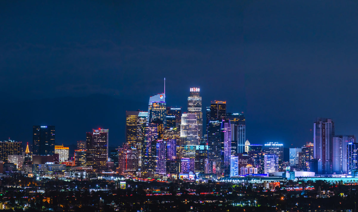 Downtown Los Angeles Skyline Panorama Wall Art, LA Night Cityscape Canvas Metal Acrylic or Paper Print — product image 5