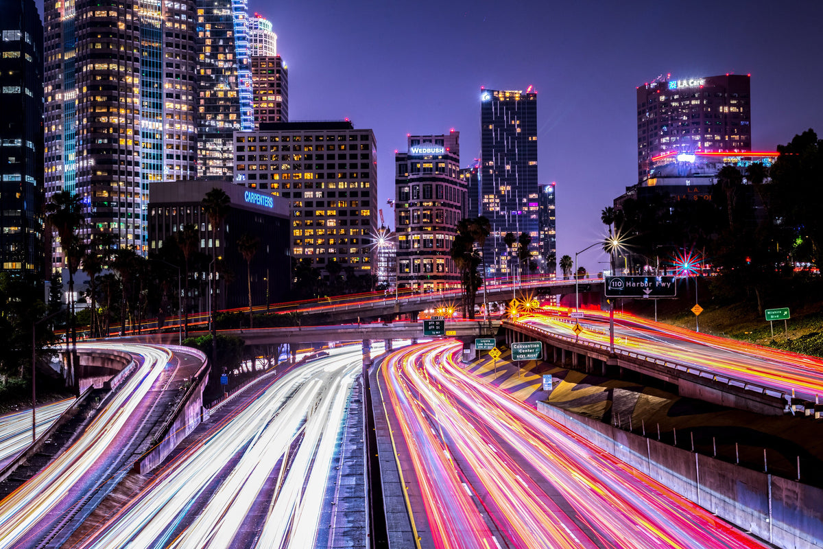 Downtown Los Angeles Skyline Triptych Canvas Print, City Lights Wall Art — product image 5