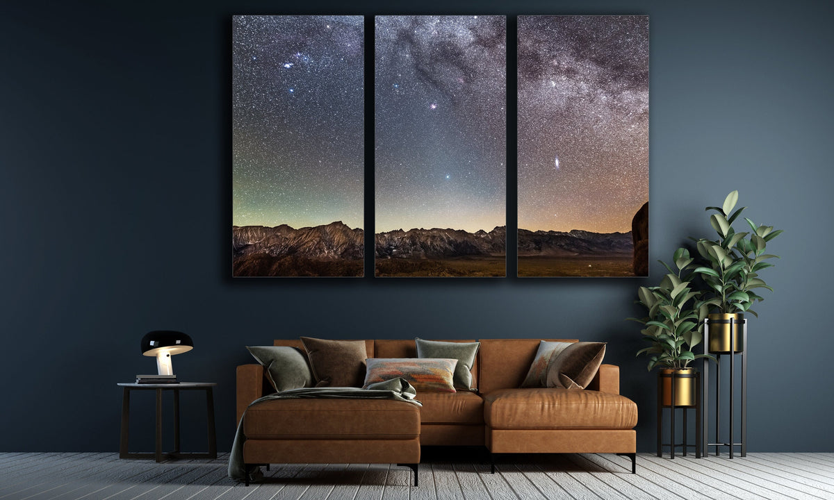 Milky Way Triptych Canvas Print, Starry Night Astrophotography Wall Art — product image 5
