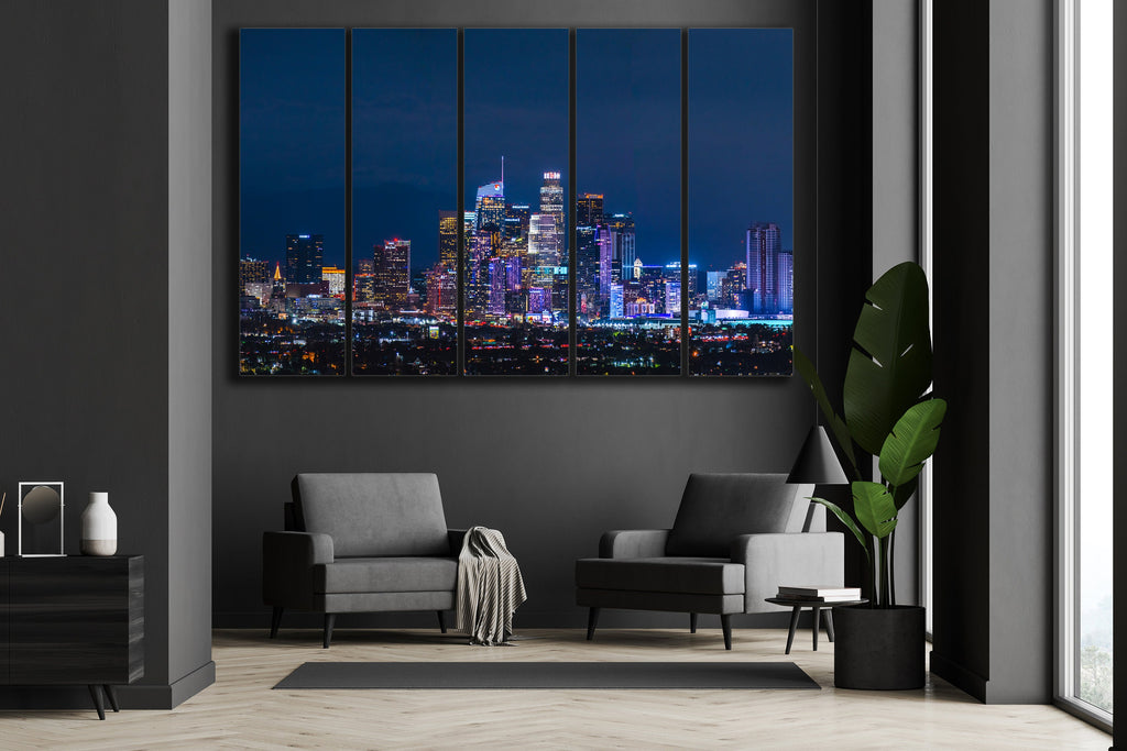 Los Angeles Skyline Triptych Canvas Print, Downtown LA Panorama Wall Art — product image 3
