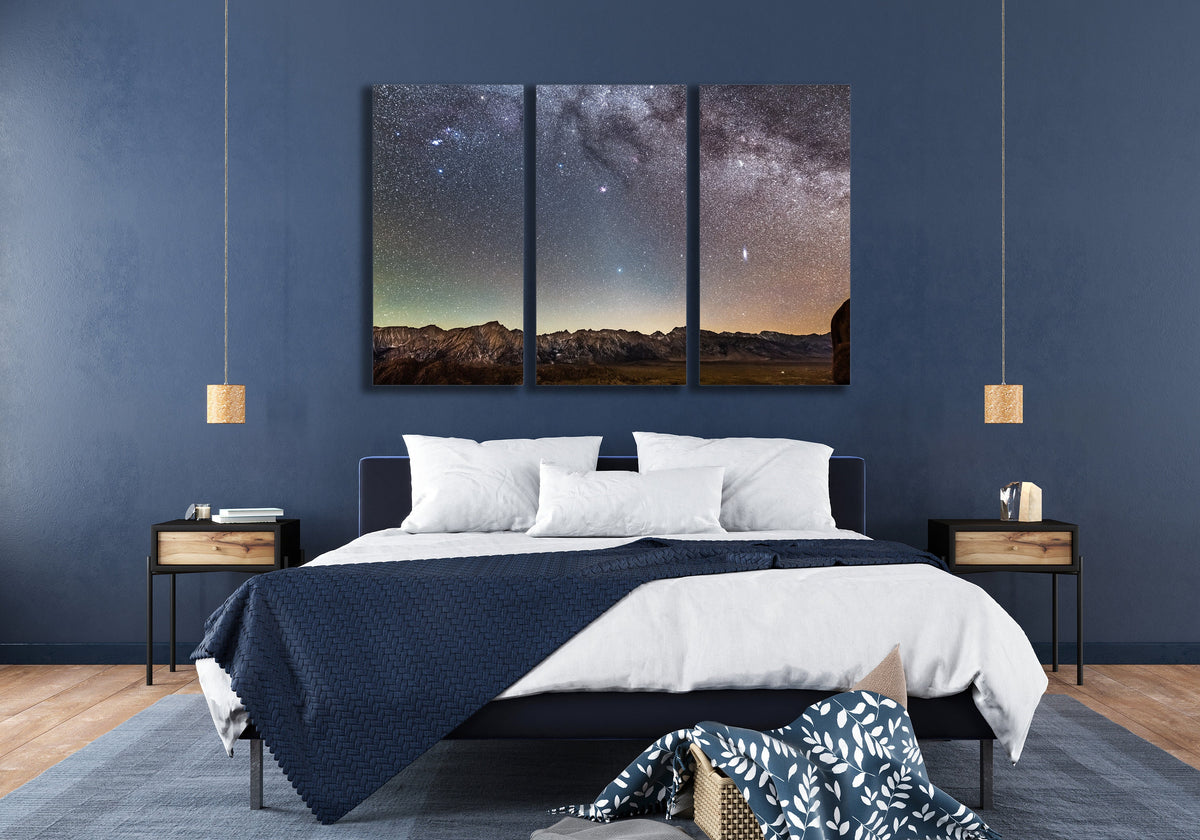 Milky Way Triptych Canvas Print, Starry Night Astrophotography Wall Art — product image 3