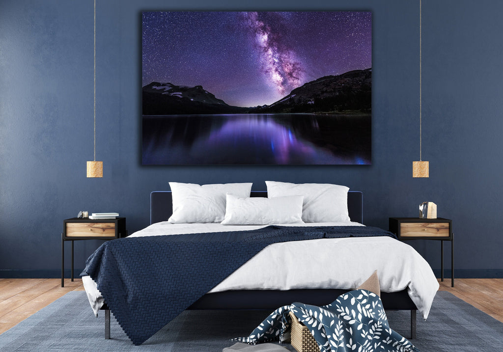 Milky Way Mountain Wall Art, Night Sky Photography, Canvas Metal Acrylic or Poster — printed photography wall art