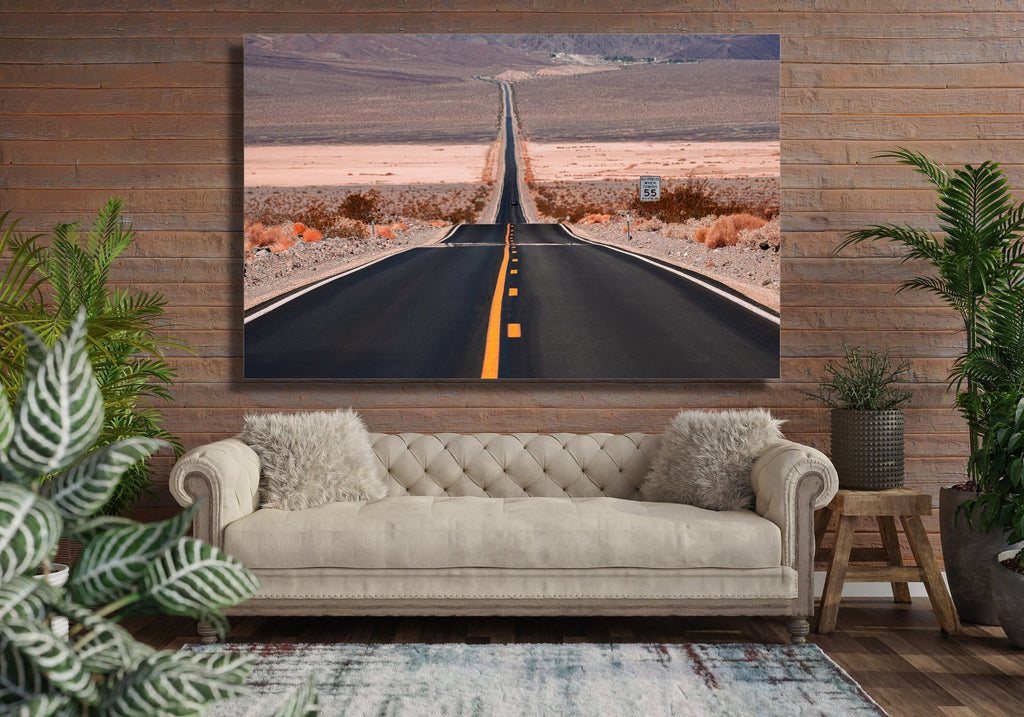 Desert Road Wall Art, Empty Highway Landscape Photo, Canvas Metal Acrylic or Poster Print — product image 3