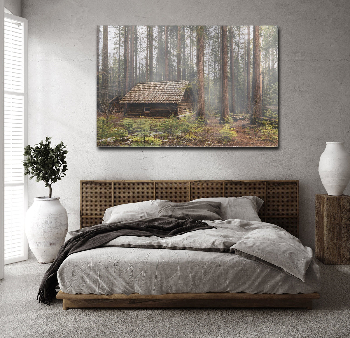 Foggy Forest Cabin Wall Art, Misty Woodland Photography, Canvas Metal Acrylic or Poster — product image 2