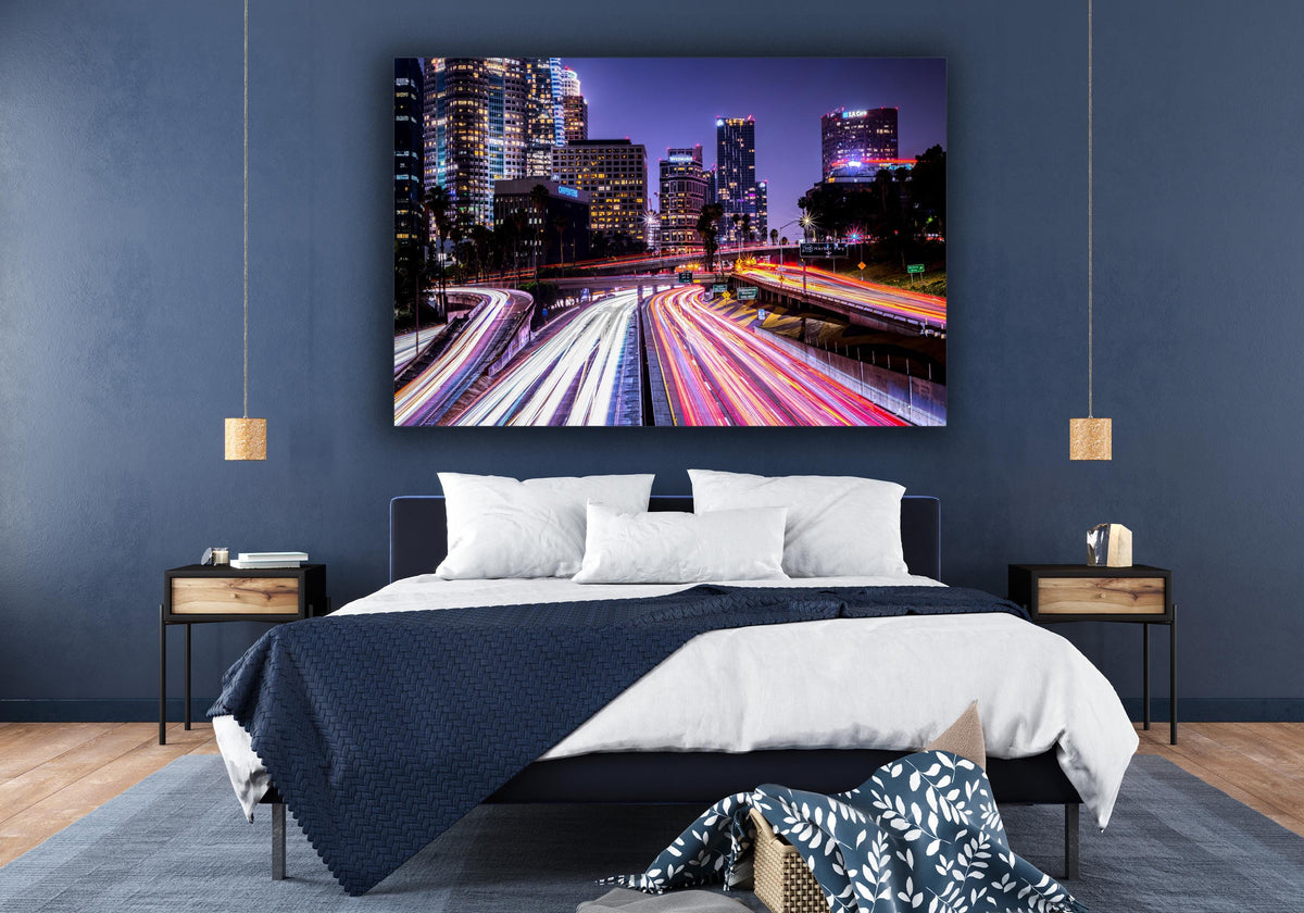 Downtown Los Angeles Wall Art, Night Freeway Cityscape, Canvas Metal Acrylic or Poster — product image 4
