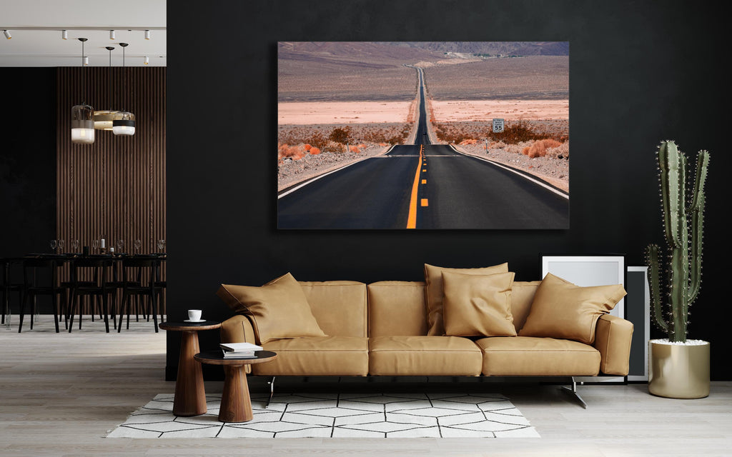 Desert Road Wall Art, Empty Highway Landscape Photo, Canvas Metal Acrylic or Poster Print — product image 5