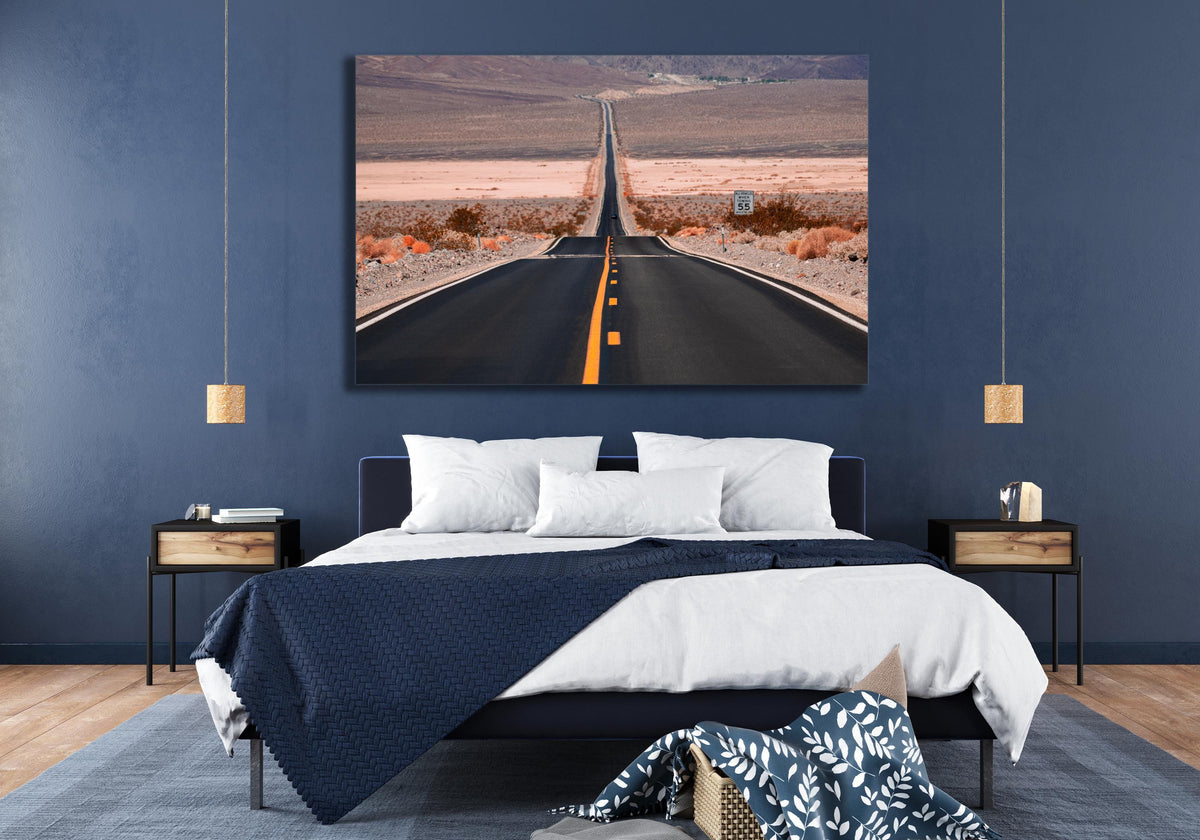 Desert Road Wall Art, Empty Highway Landscape Photo, Canvas Metal Acrylic or Poster Print — product image 2