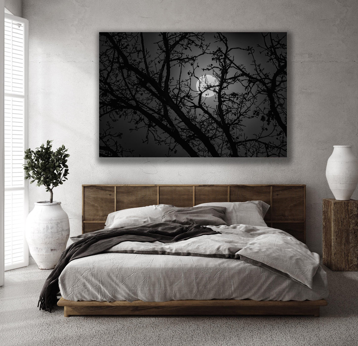 Full Moon Forest Wall Art, Black and White Night Photo, Canvas, Metal, Acrylic or Poster — product image 2