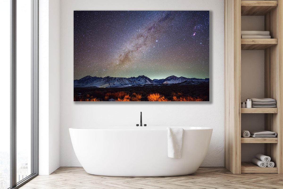 Milky Way Snowy Mountain Wall Art, Cosmic Night Sky, Canvas Metal Acrylic or Poster — product image 4