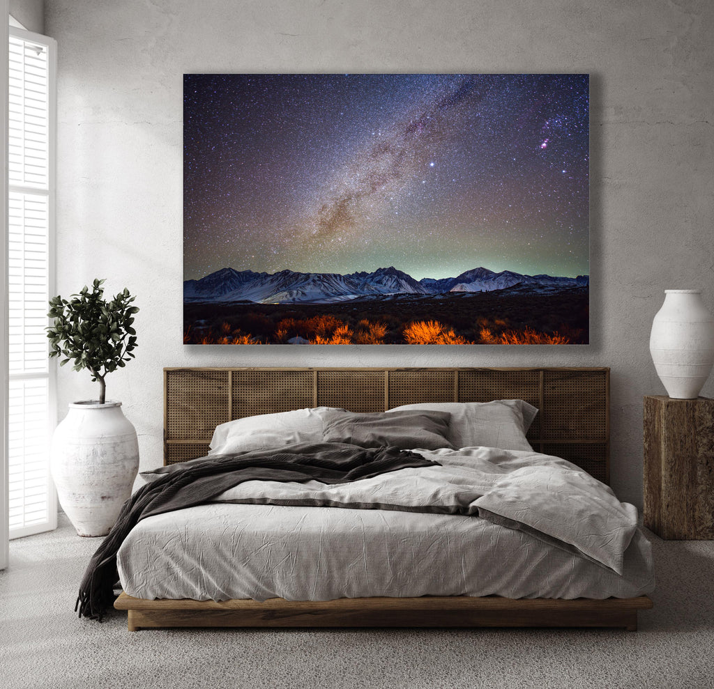 Milky Way Snowy Mountain Wall Art, Cosmic Night Sky, Canvas Metal Acrylic or Poster — product image 6