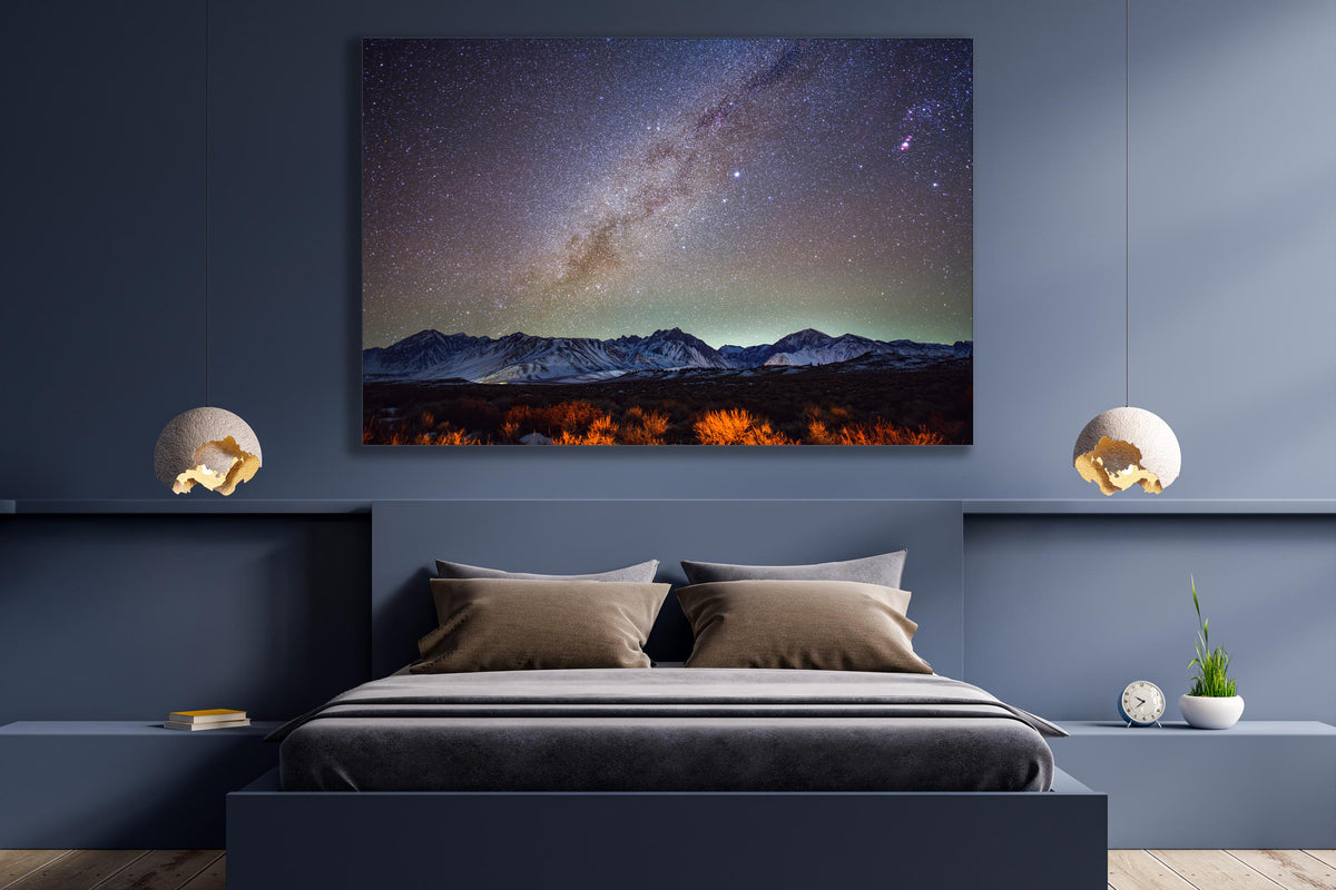 Milky Way Snowy Mountain Wall Art, Cosmic Night Sky, Canvas Metal Acrylic or Poster — product image 5
