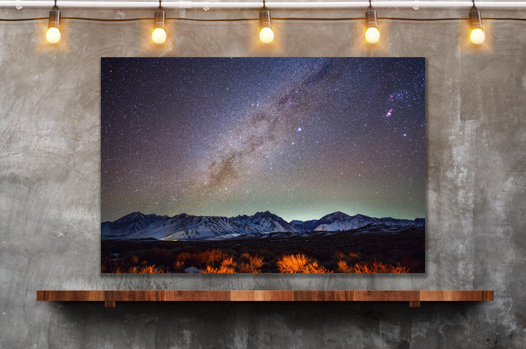 Milky Way Snowy Mountain Wall Art, Cosmic Night Sky, Canvas Metal Acrylic or Poster — product image 3