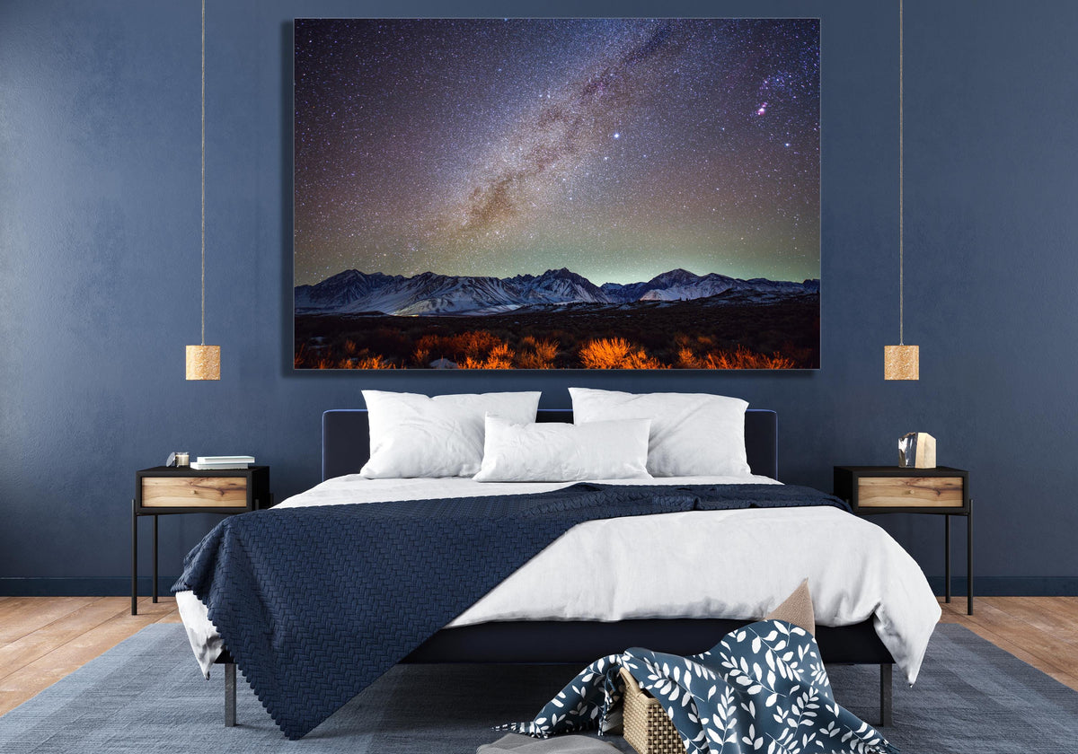 Milky Way Snowy Mountain Wall Art, Cosmic Night Sky, Canvas Metal Acrylic or Poster — product image 8