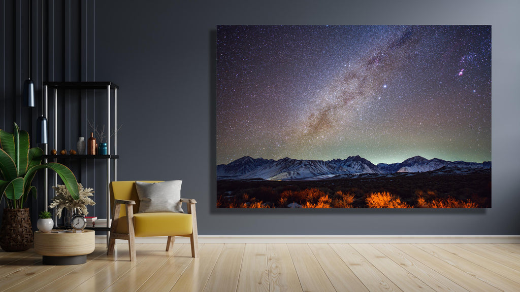 Milky Way Snowy Mountain Wall Art, Cosmic Night Sky, Canvas Metal Acrylic or Poster — product image 7