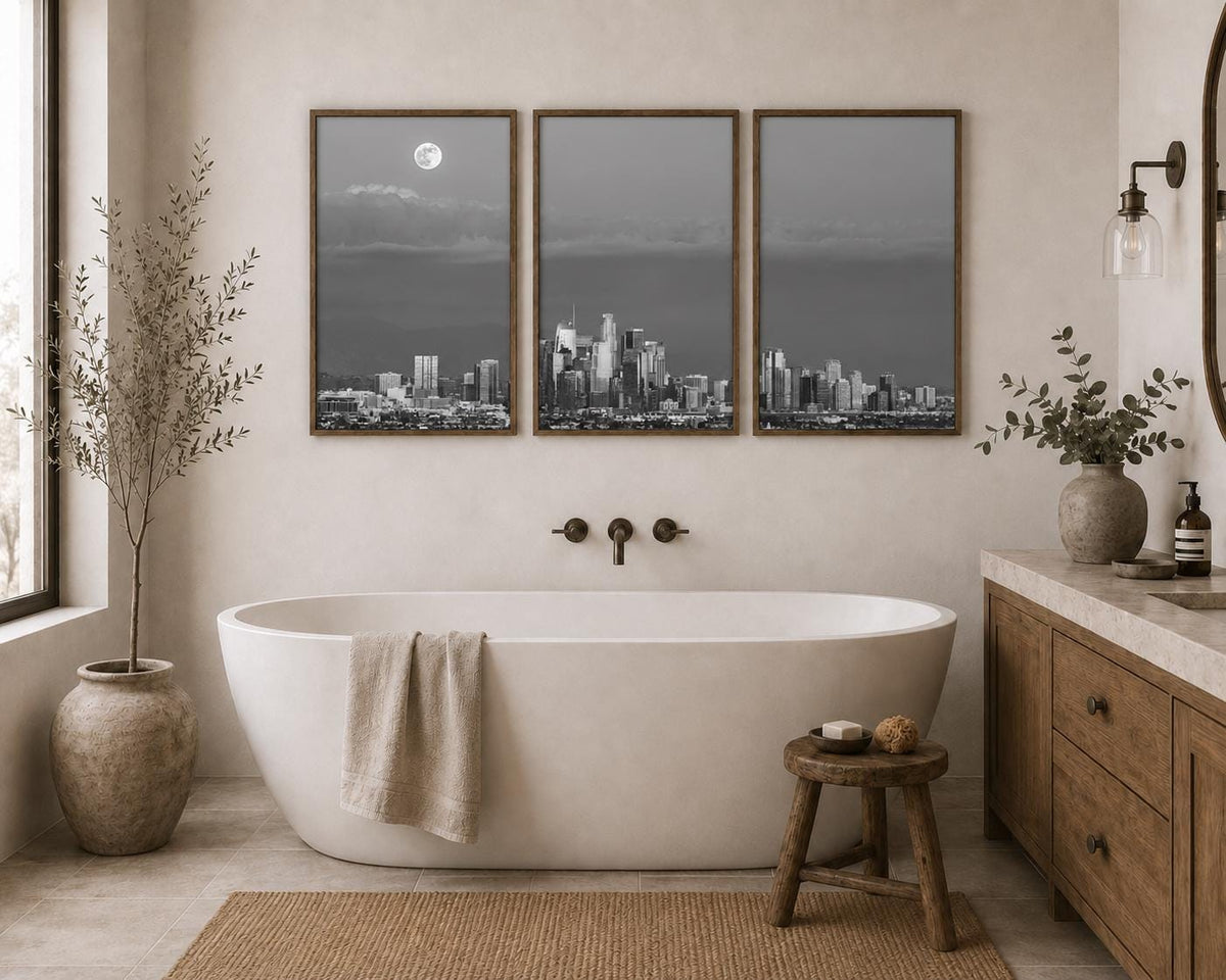 Black and White Los Angeles Skyline Canvas Art | Downtown LA Cityscape Photography Print — product image 10