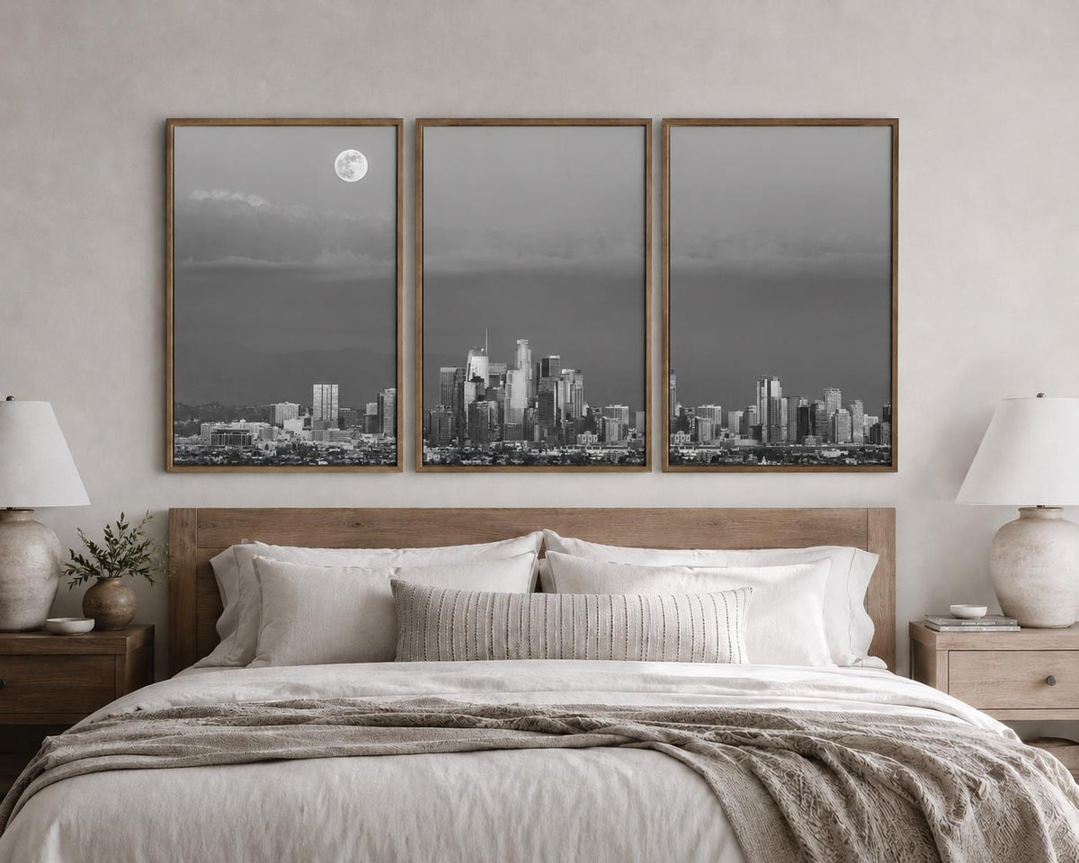 Black and White Los Angeles Skyline Canvas Art | Downtown LA Cityscape Photography Print — product image 5