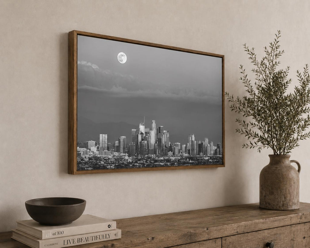 Black and White Los Angeles Skyline Canvas Art | Downtown LA Cityscape Photography Print — product image 6