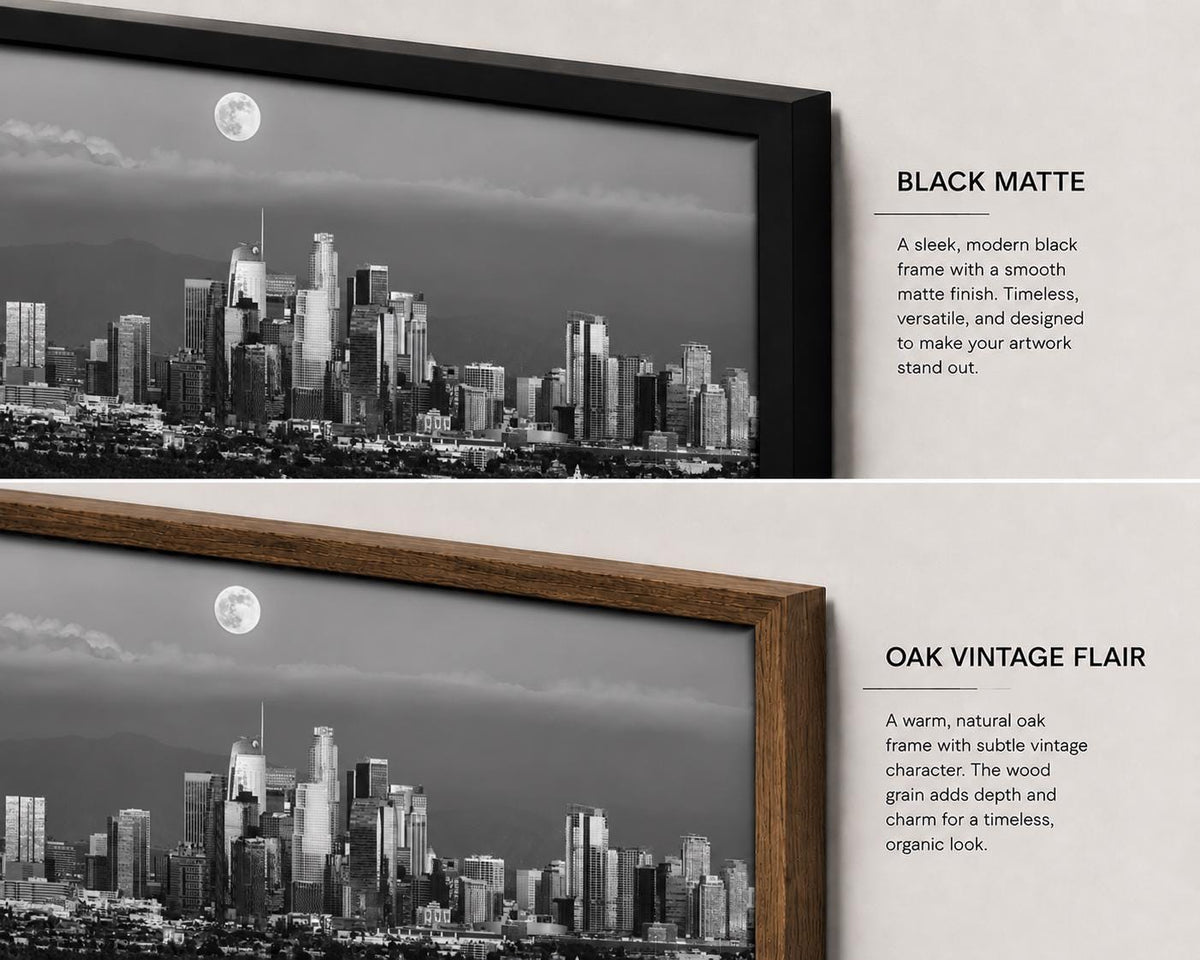 Black and White Los Angeles Skyline Canvas Art | Downtown LA Cityscape Photography Print — product image 3