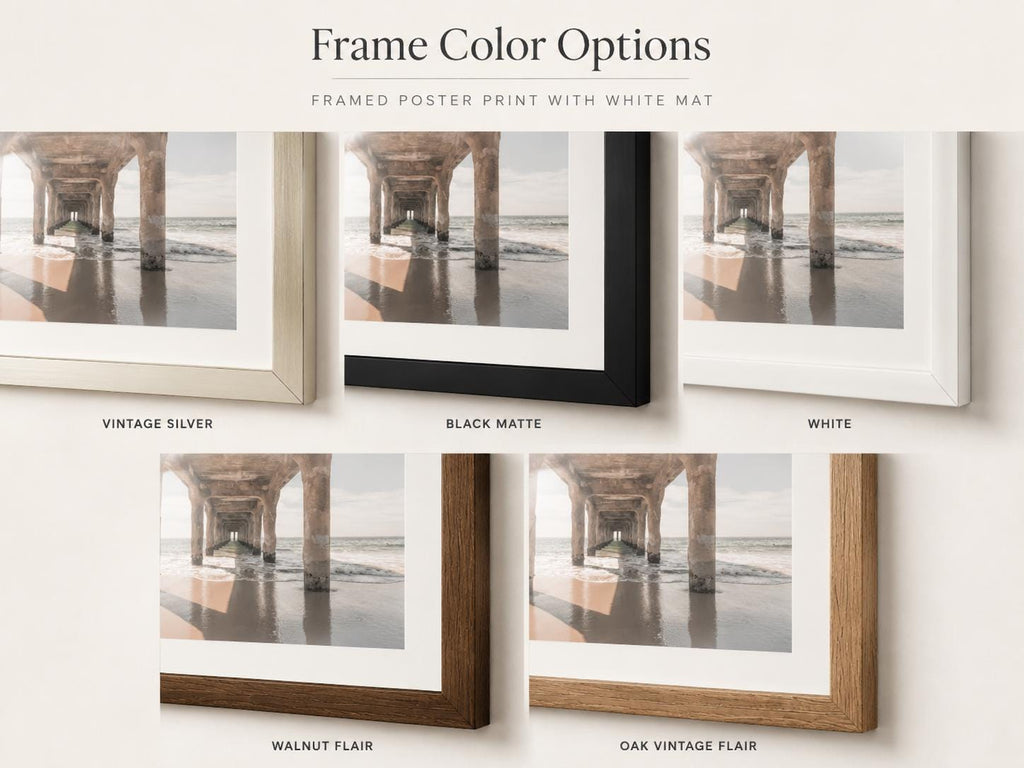 Framed Manhattan Beach Pier Print – Boho Coastal Wall Art — product image 3