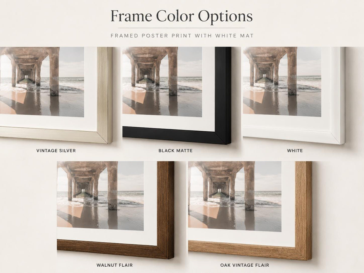 Framed Manhattan Beach Pier Print – Boho Coastal Wall Art — product image 3