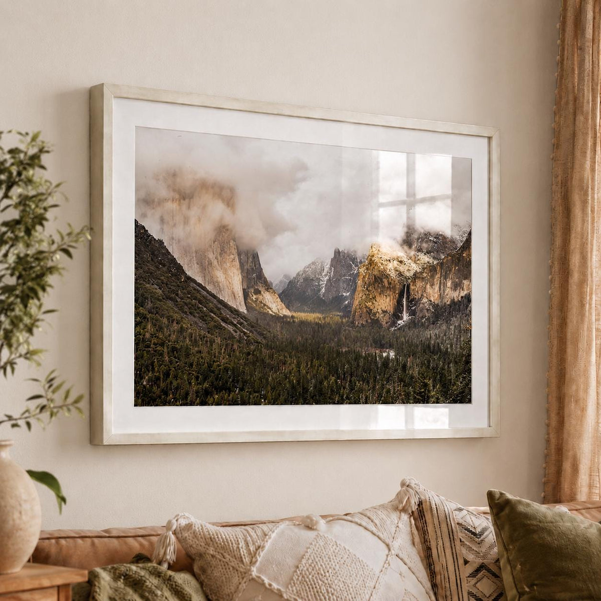 Yosemite Tunnel View Landscape Photography Print, Misty Mountains Wall Art