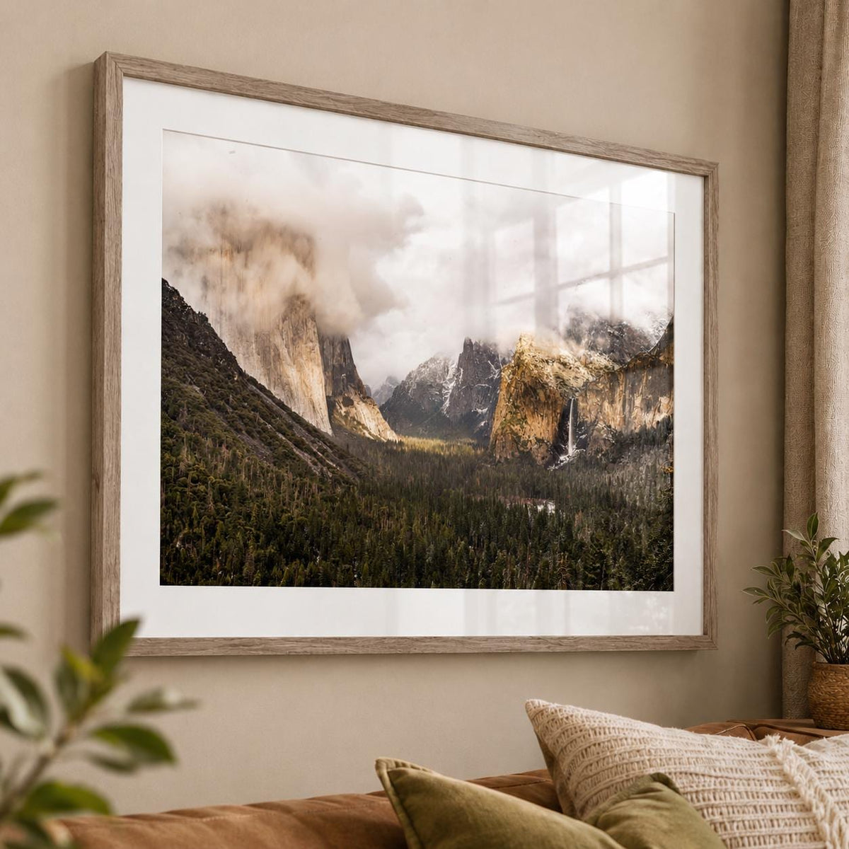 Yosemite Tunnel View Landscape Photography Print, Misty Mountains Wall Art