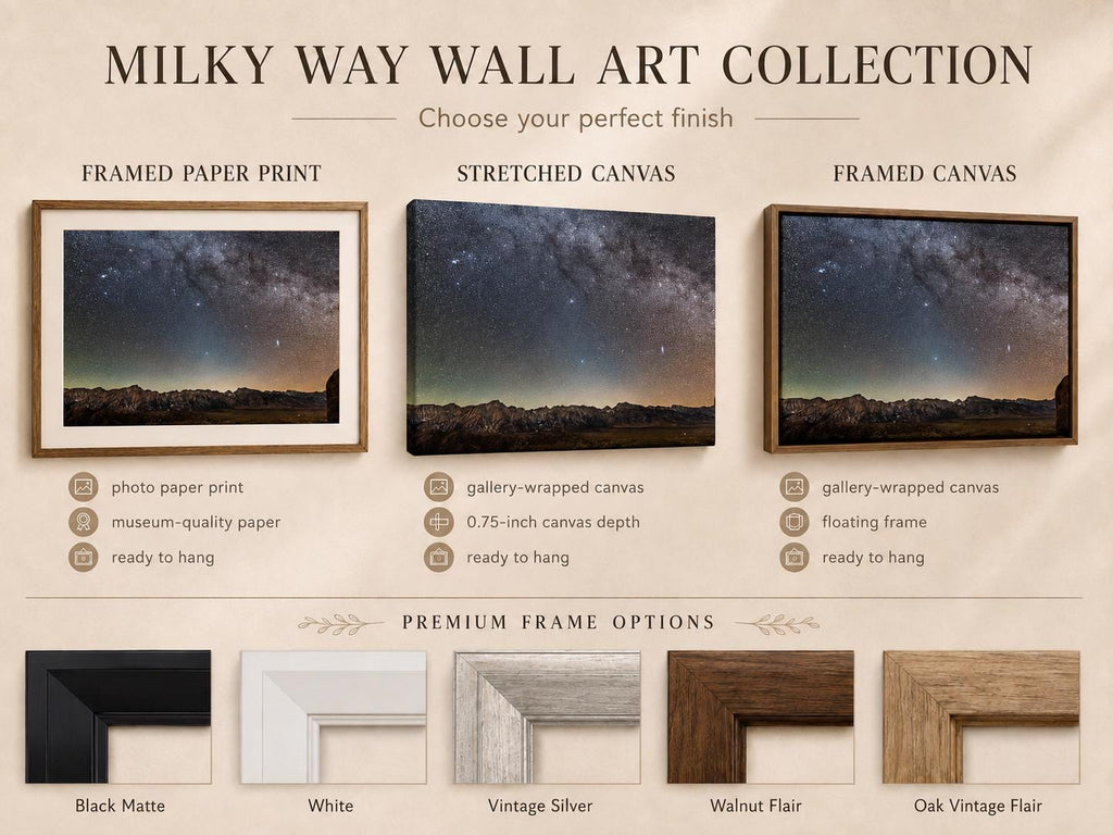 Milky Way Wall Art: Starry Night Mountain Astrophotography, Canvas or Paper Print — product image 2