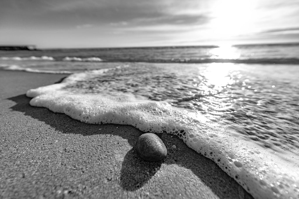 Black and White Beach Canvas Wall Art, Framed Ocean Photography, Single or Triptych — product image 6