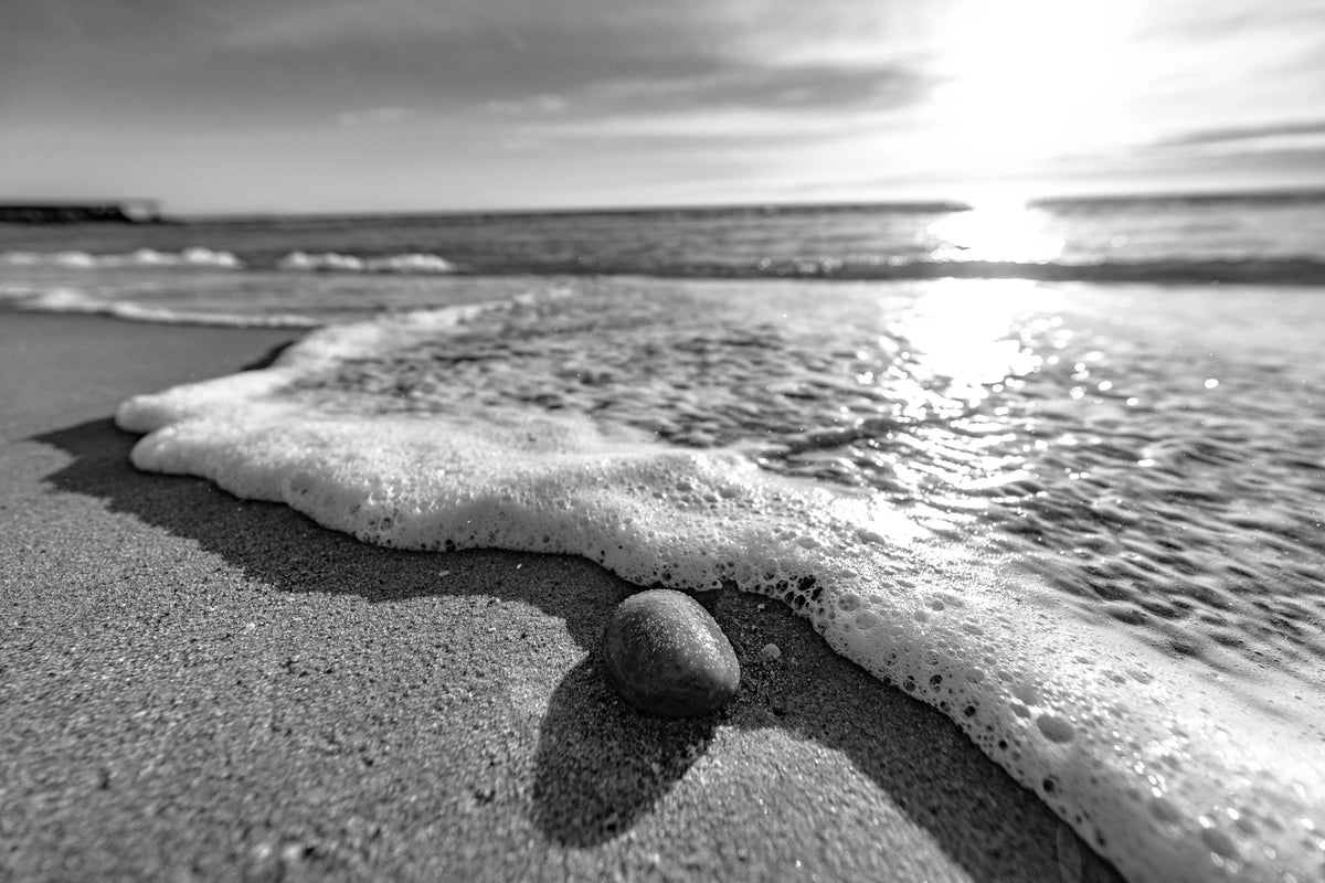 Black and White Beach Canvas Wall Art, Framed Ocean Photography, Single or Triptych — product image 6