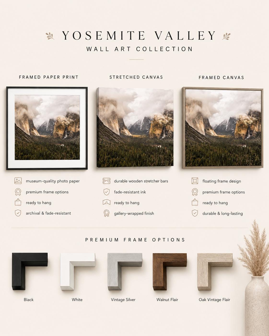 Yosemite Tunnel View Landscape Photography Print, Misty Mountains Wall Art — product image 9