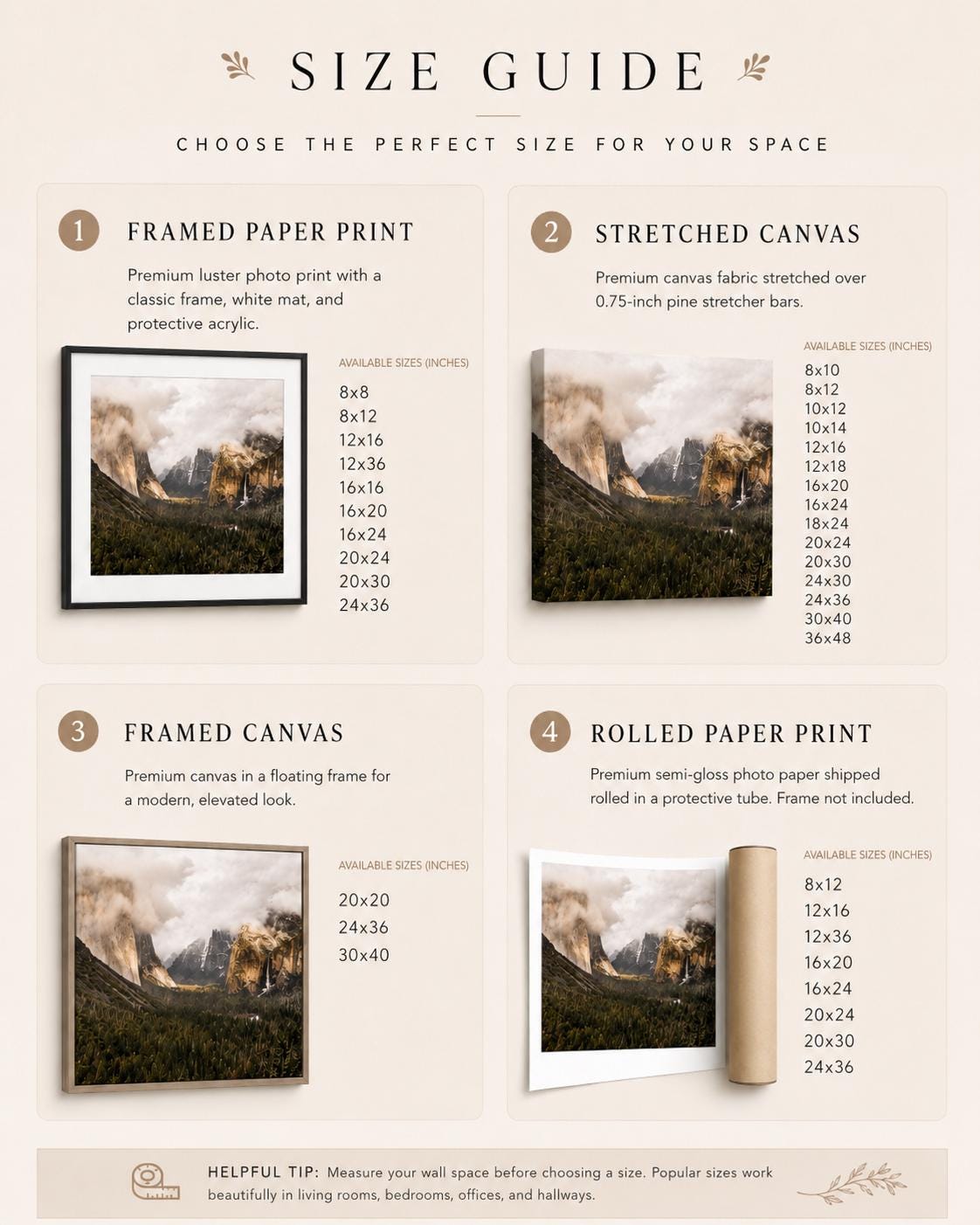 Yosemite Tunnel View Landscape Photography Print, Misty Mountains Wall Art — product image 6