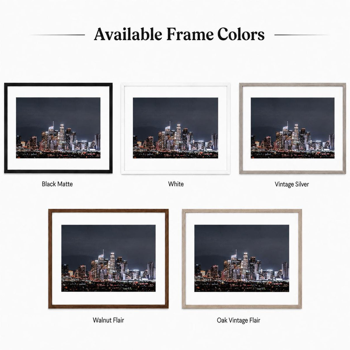 Los Angeles Skyline Wall Art, Downtown LA Night Photography, City Lights Canvas & Framed Print — product image 9
