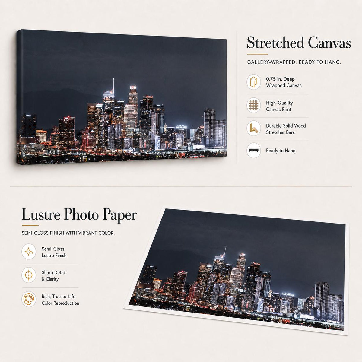 Los Angeles Skyline Wall Art, Downtown LA Night Photography, City Lights Canvas & Framed Print — product image 10