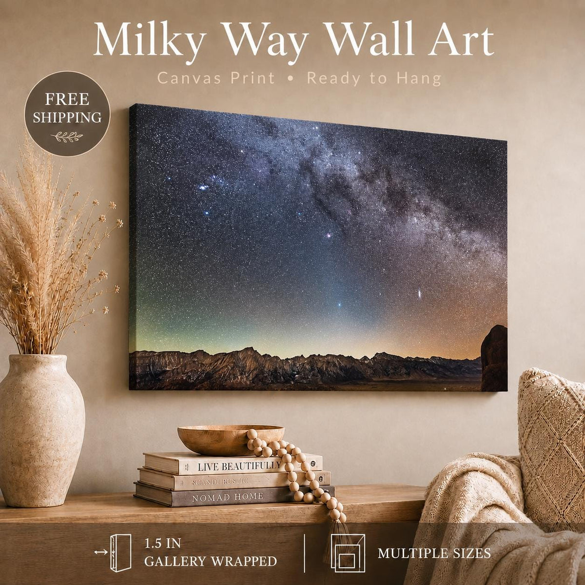 Milky Way Wall Art, Starry Night Sky Photography, Canvas, Metal, Acrylic & Poster — product image 2