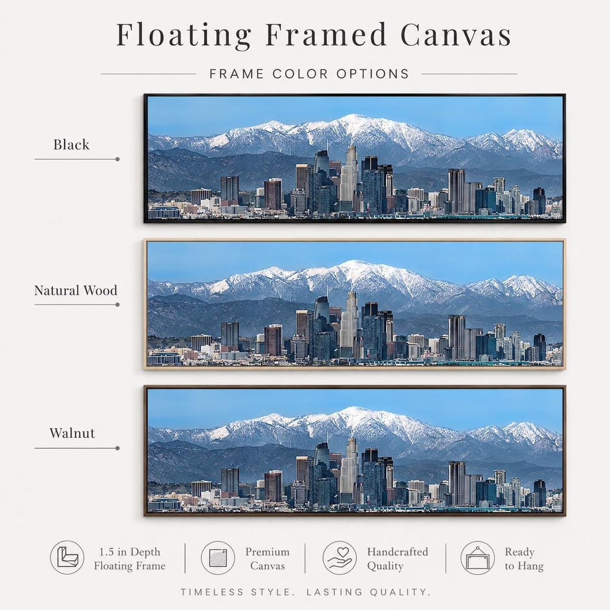 Los Angeles Panoramic Canvas Wall Art, Downtown LA Skyline Photography, San Gabriel Mountains — product image 2