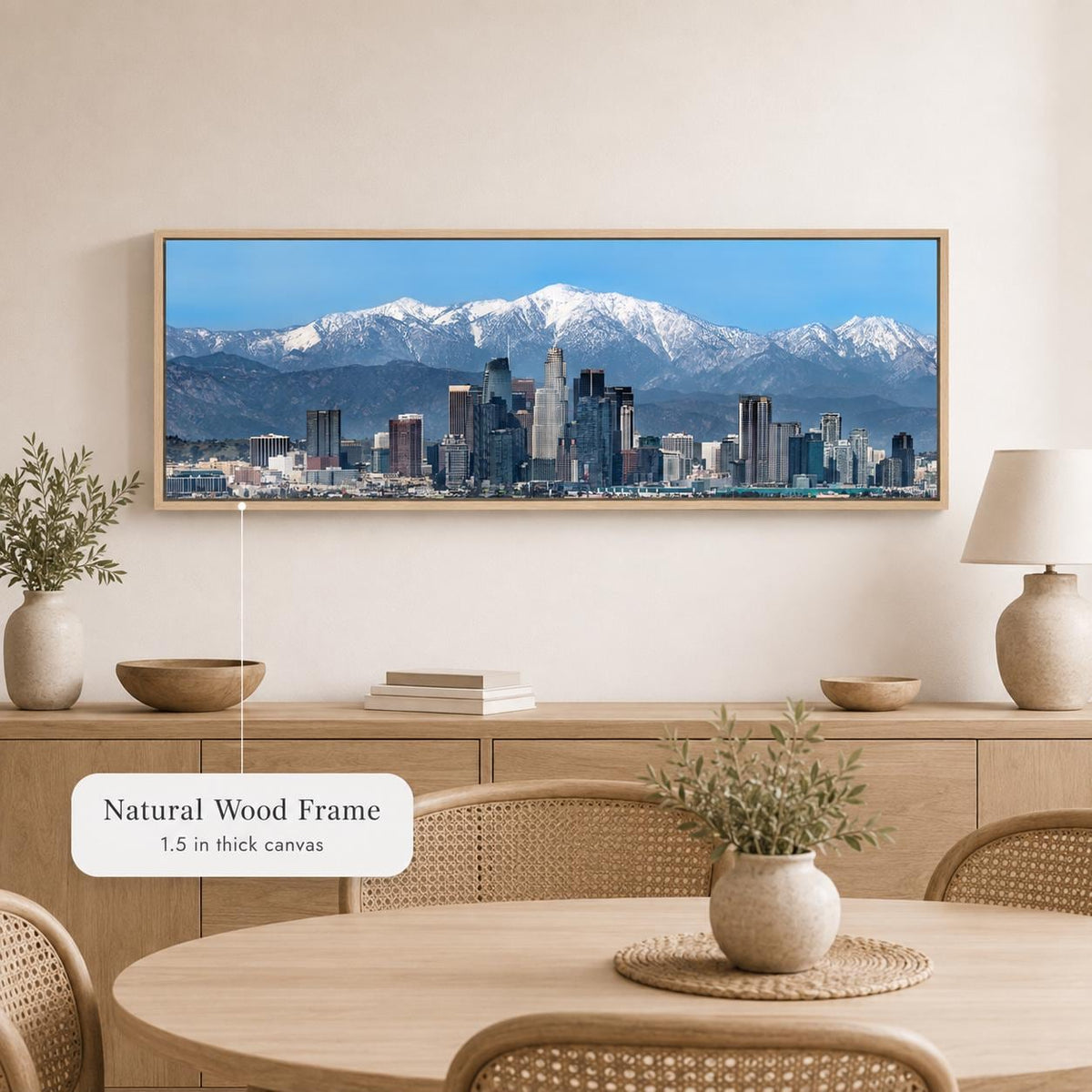 Los Angeles Panoramic Canvas Wall Art, Downtown LA Skyline Photography, San Gabriel Mountains — product image 6