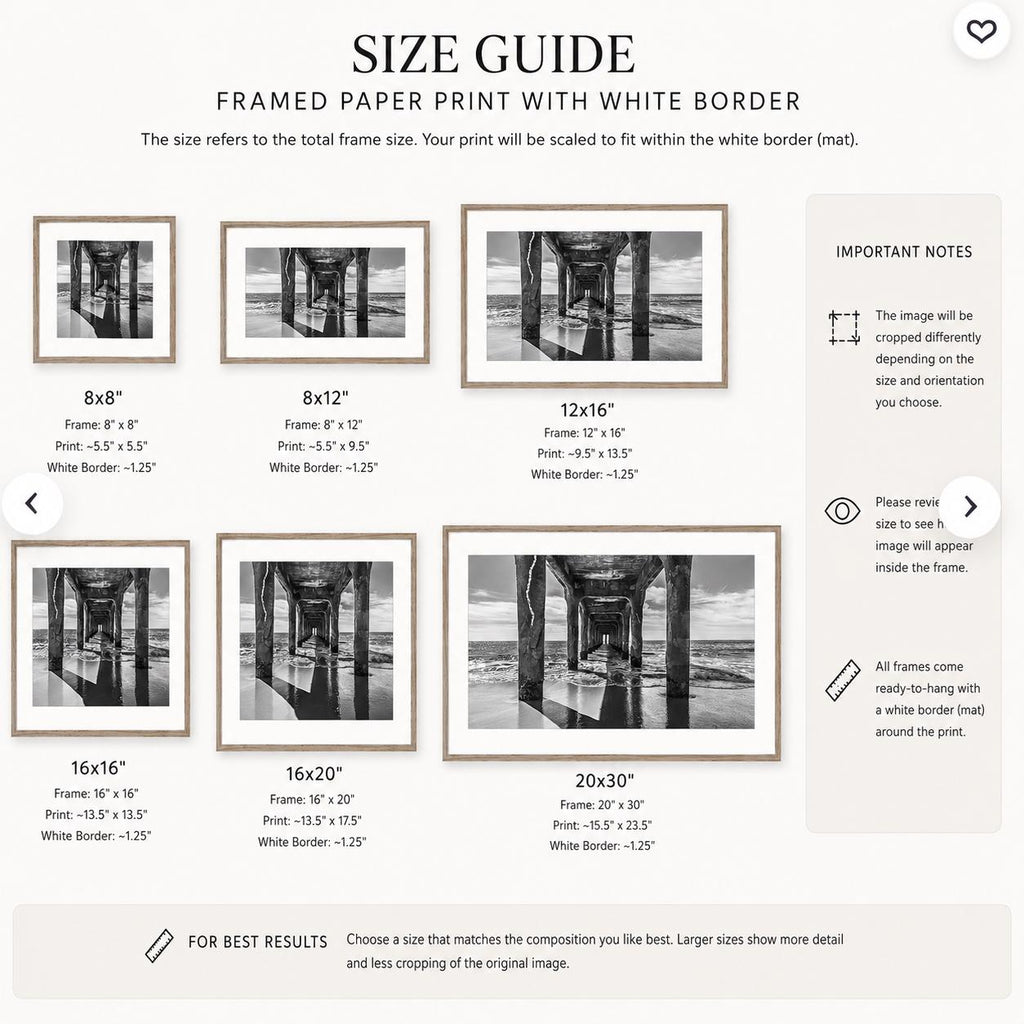 Black and White Manhattan Beach Pier Framed Print: Single or Triptych Wall Art