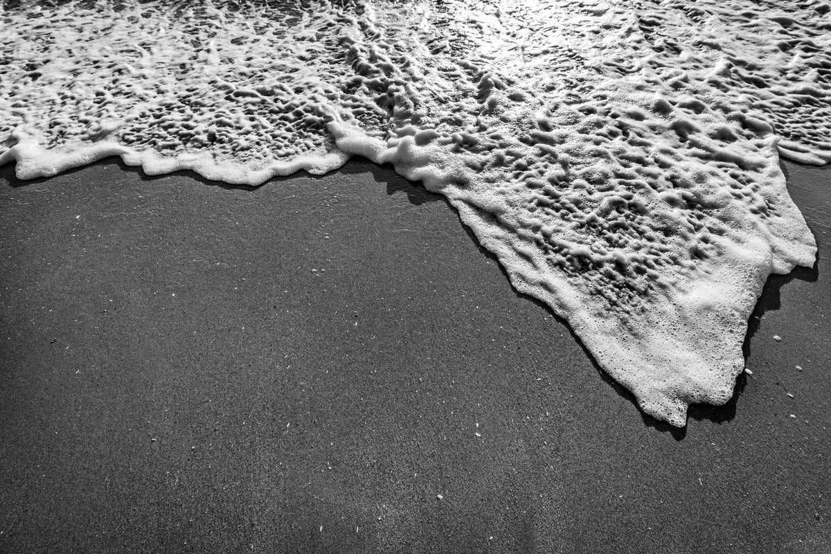 Black and White Beach Framed Print: Ocean Foam Photography, Single or Triptych Wall Art