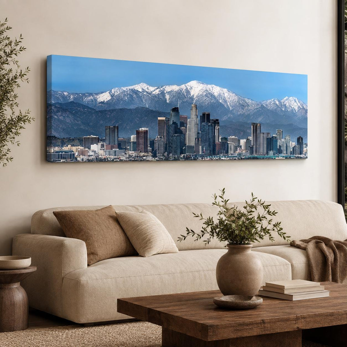 Los Angeles Panoramic Canvas Wall Art, Downtown LA Skyline Photography, San Gabriel Mountains — product image 8