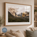 Yosemite Tunnel View Landscape Photography Print, Misty Mountains Wall Art — printed photography wall art