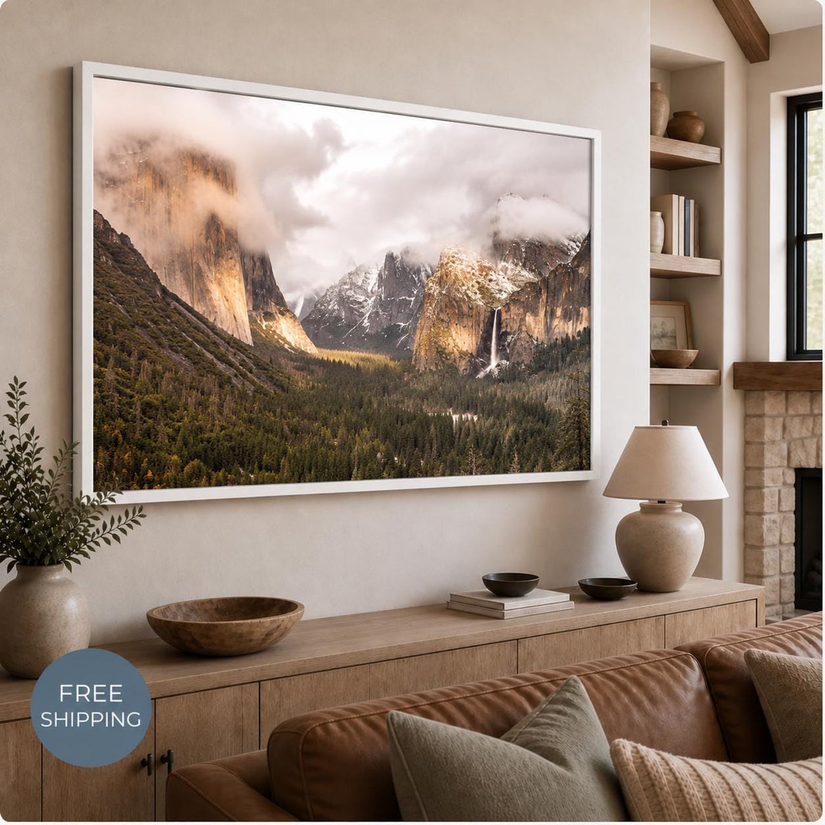 Yosemite Wall Art Canvas, Tunnel View Landscape Photography, Framed or Unframed National Park Decor