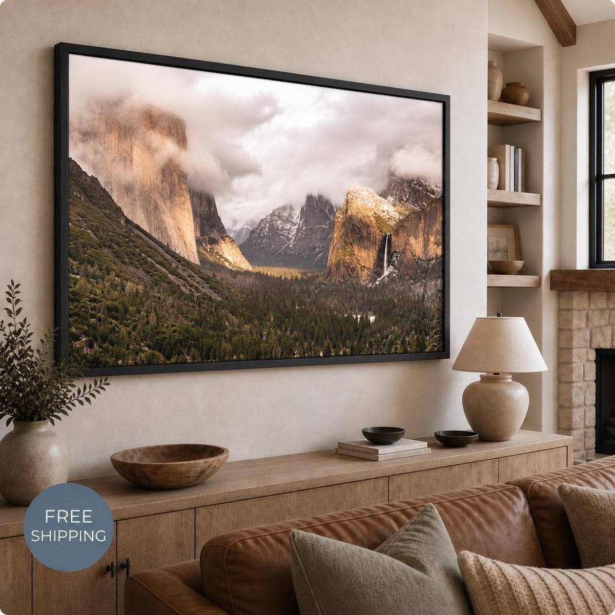 Yosemite Wall Art Canvas, Tunnel View Landscape Photography, Framed or Unframed National Park Decor