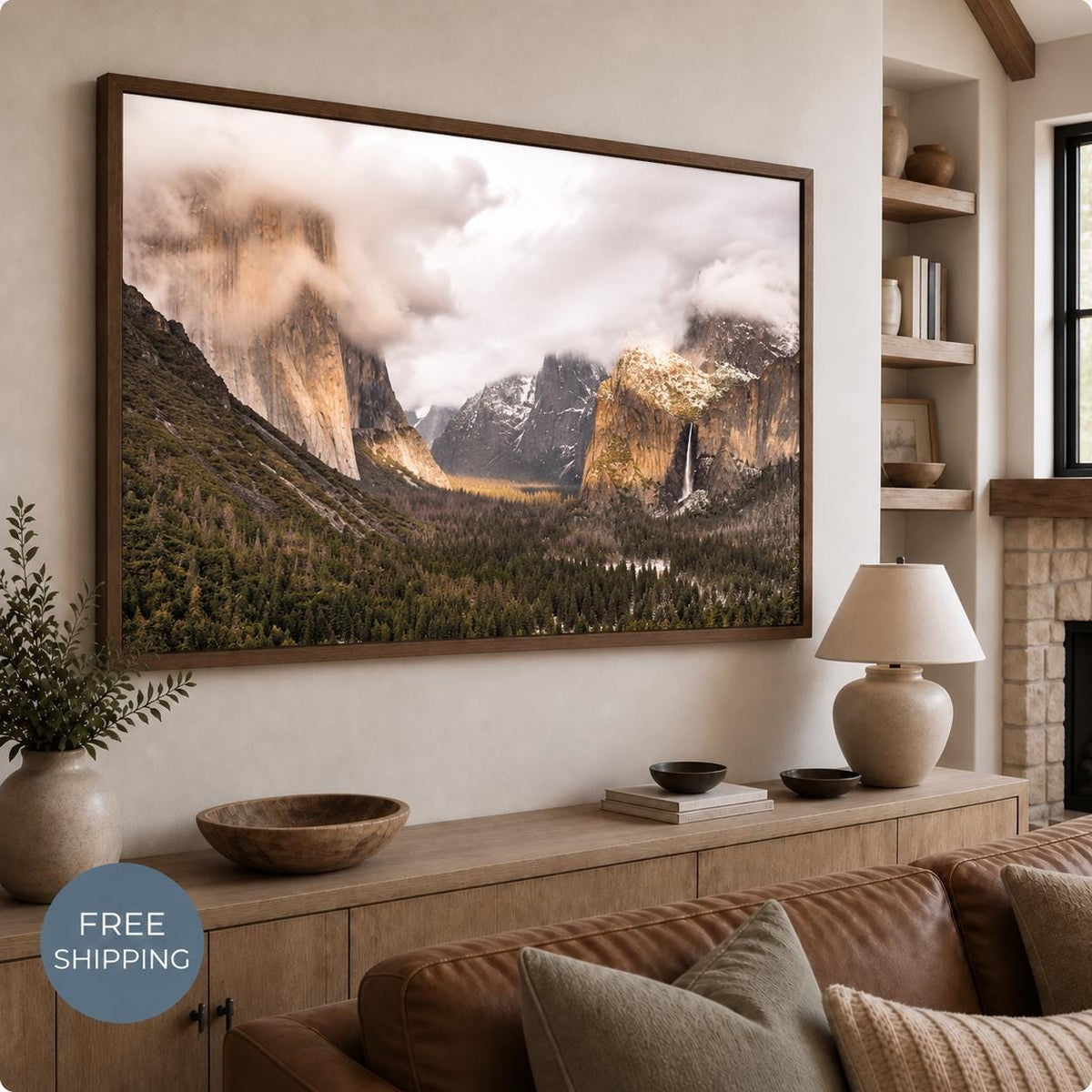 Yosemite Wall Art Canvas, Tunnel View Landscape Photography, Framed or Unframed National Park Decor